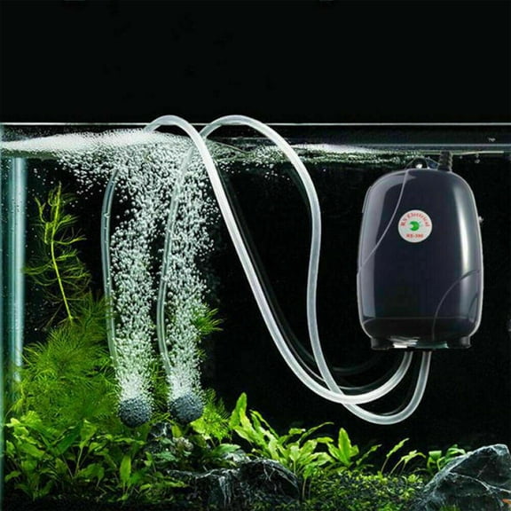 LELINTA Aquarium Fish Oxygen Air Pump for 300 Gallon Fish Tank, Silent 2 Outlets Oxygen Pump, Aquarium Air Pump Black