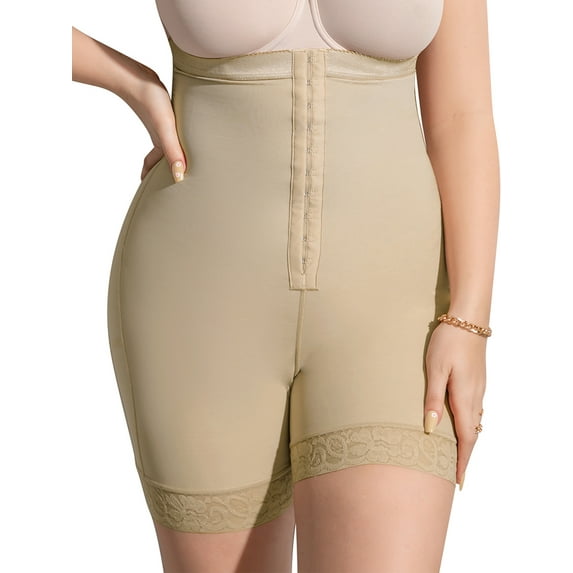 LELINTA Body Shaper for Women Tummy Control Panty High Waisted Shapewear Shorts Corset Waist Trainer Thigh Slimmer Butt Lifter Panties Underwear, Size S-3XL Black/Apricot