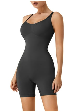 Bodysuit for Women Slim Full Body Shapewear Seamless Round Neck Jumpsuits  Tummy Control Tops With Buttoned Crotch 