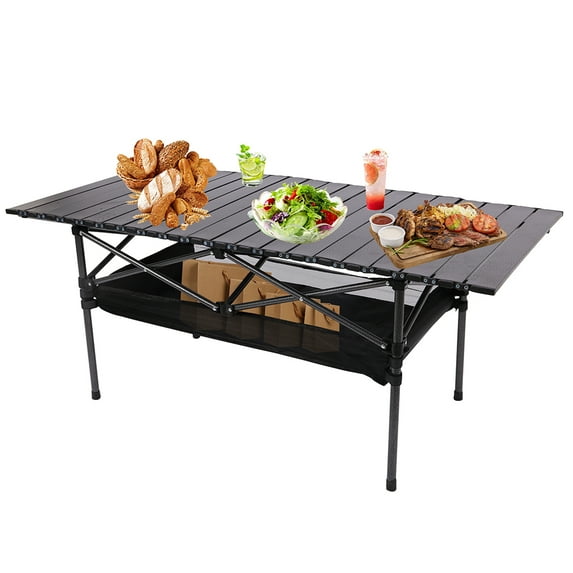 LELINTA Camping Table That Fold up Lightweight, Aluminum Folding Table Roll Up Table with Easy Carrying Bag for Indoor, Outdoor, Camping, Backyard, BBQ, Party, Patio, Beach, Picnic