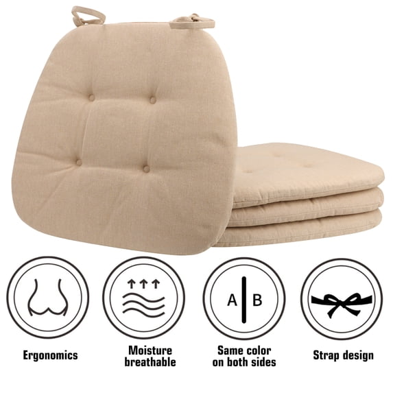 LELINTA Chair Cushion Memory Foam Pads Tufted Slip Non Skid Rubber Back U-Shaped 16" x 17" Seat Cover, 4 Count