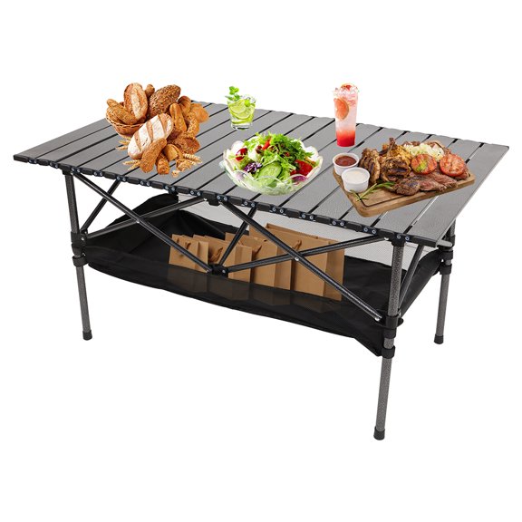 LELINTA Camping Table That Fold up Lightweight, Aluminum Folding Table Roll Up Table with Easy Carrying Bag for Indoor, Outdoor, Camping, Backyard, BBQ, Party, Patio, Beach, Picnic