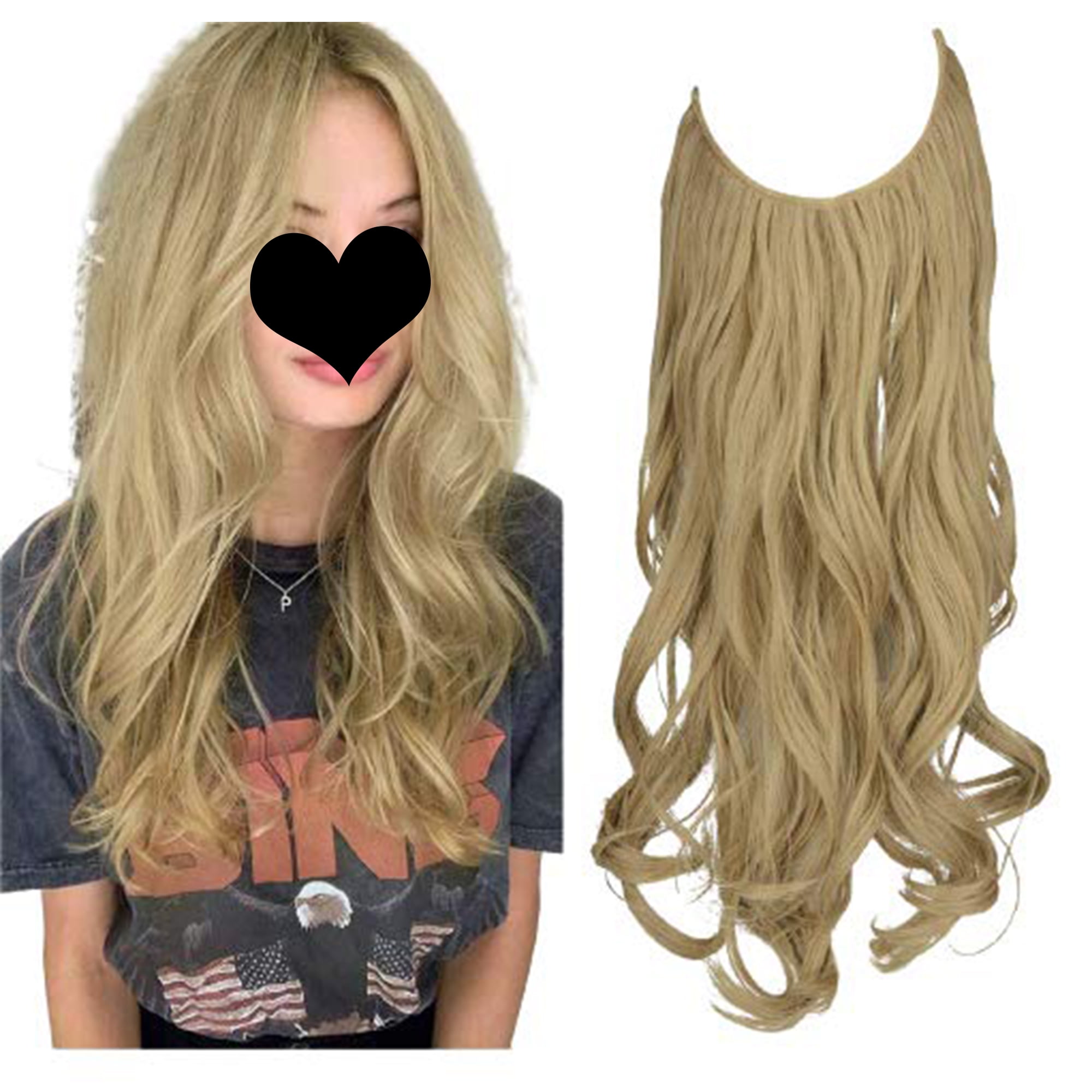 LELINTA Hair Extensions with Invisible Transparent Wire Adjustable No ...