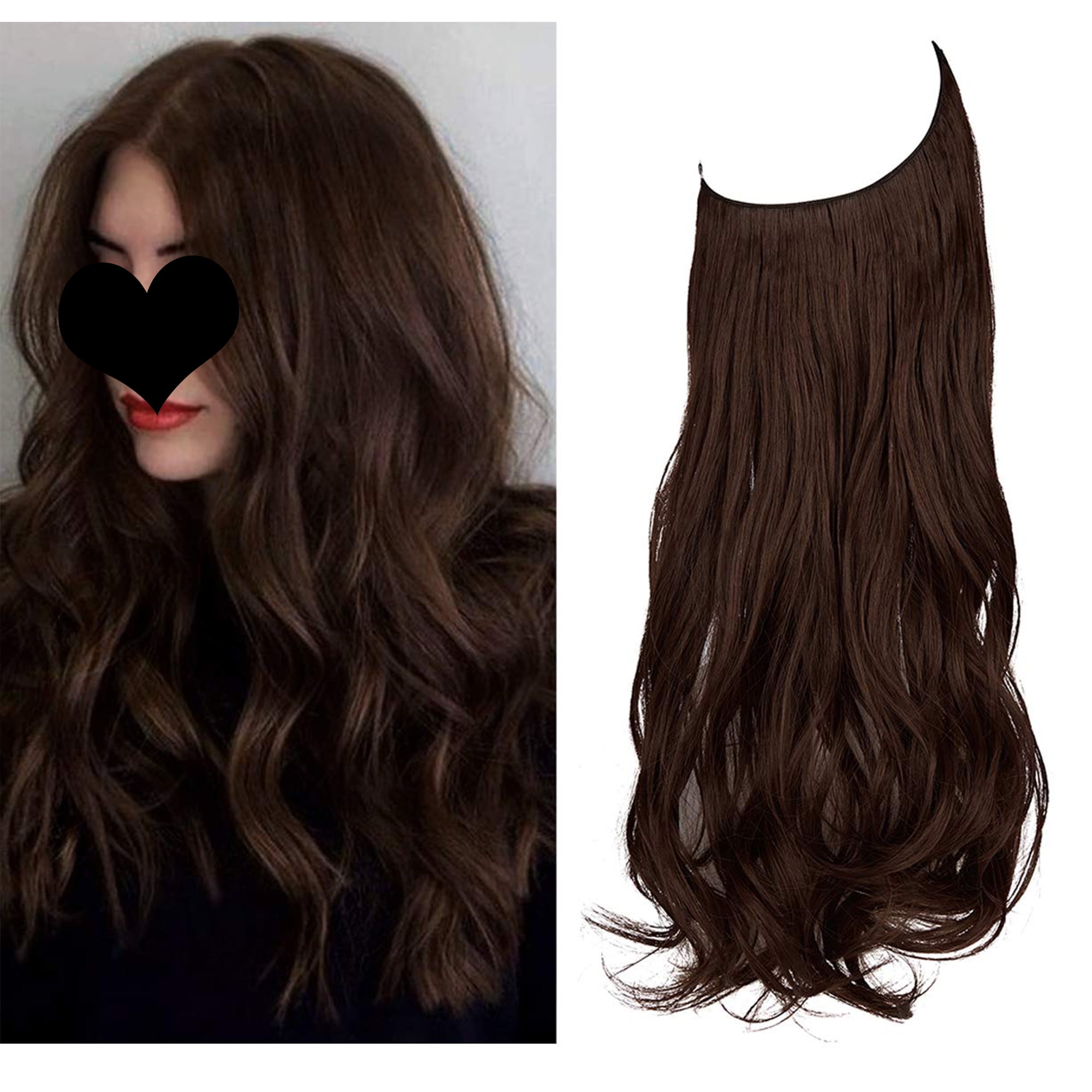 LELINTA Hair Extensions with Invisible Transparent Wire Adjustable
