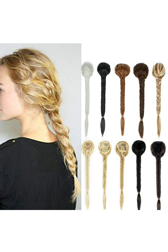 Hair Pieces Ponytail Fishtail Braid Extension 24 Inch Clip in Synthetic Hair Ponytail Hairpieces
