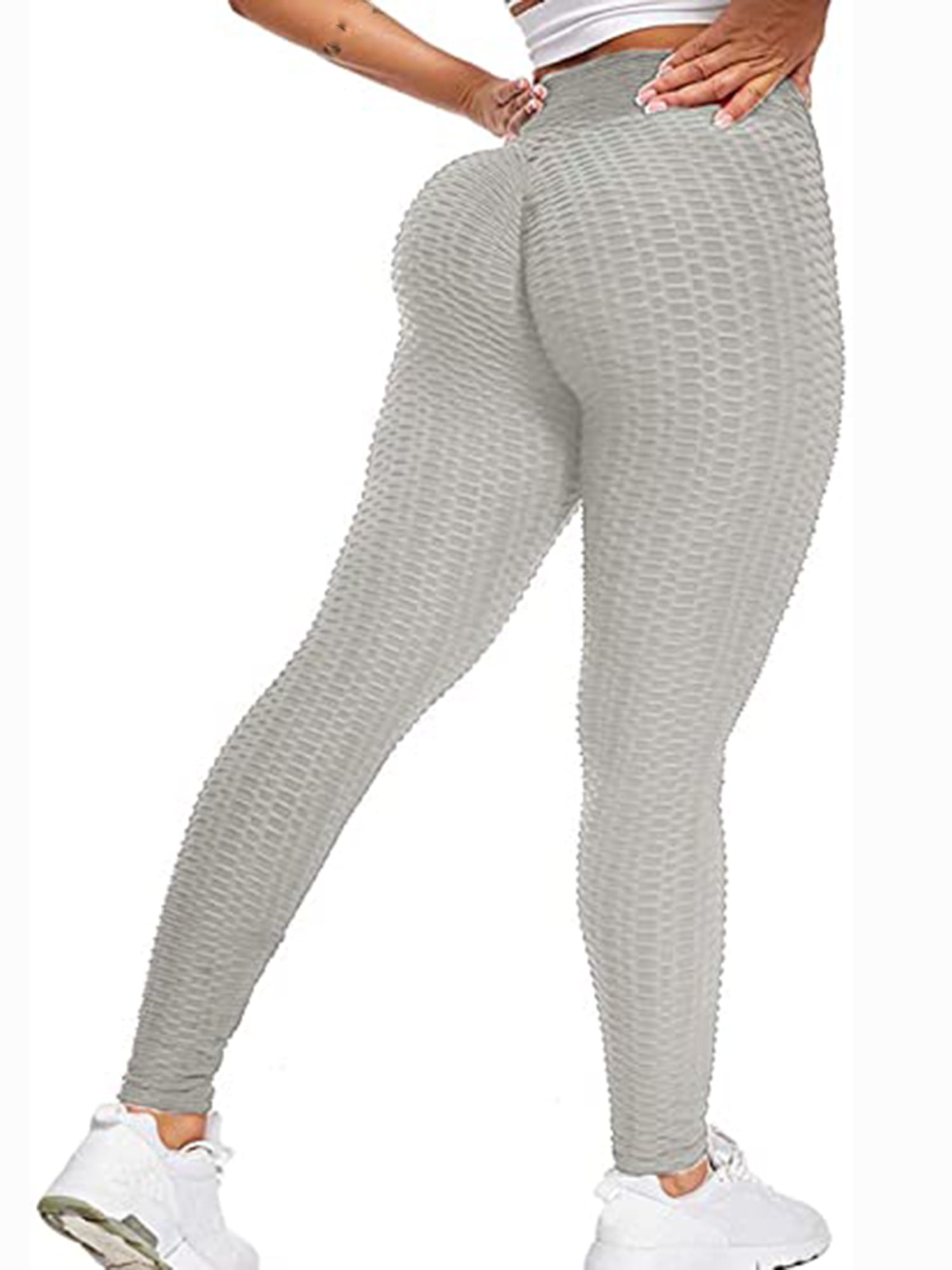 LELINTA Women's High Waist Yoga Pants Textured Ruched Butt Lifting