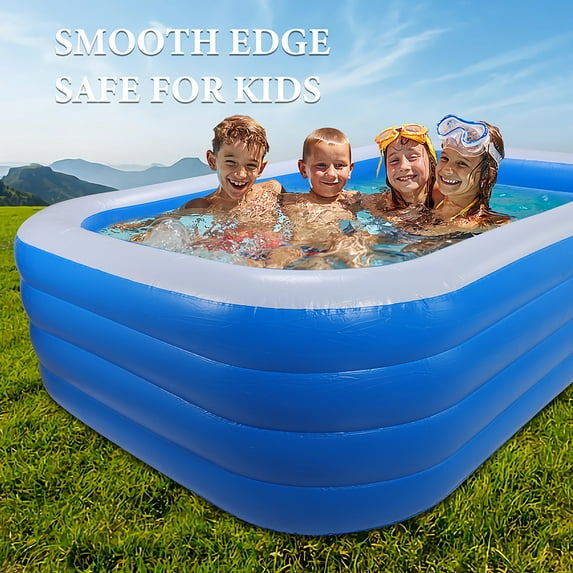 LELINTA Inflatable Pools Inflatable Pool for Adults, Blow Up Pool with Air Pump,102"x62"x27"/120"x 72"x27" 4 Layers Rectangle Kids Swimming Pool For Outdoor,Garden,Backyard