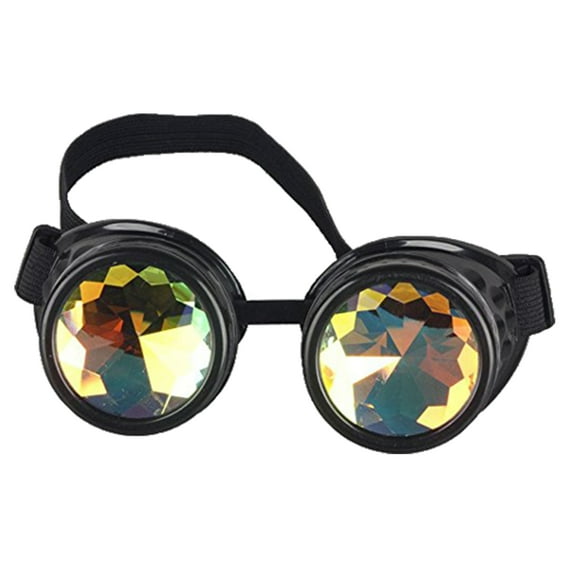 LELINTA Kaleidoscope Steampunk Glasses Goggles with Rainbow Crystal Glass Lens Halloween Cosplay