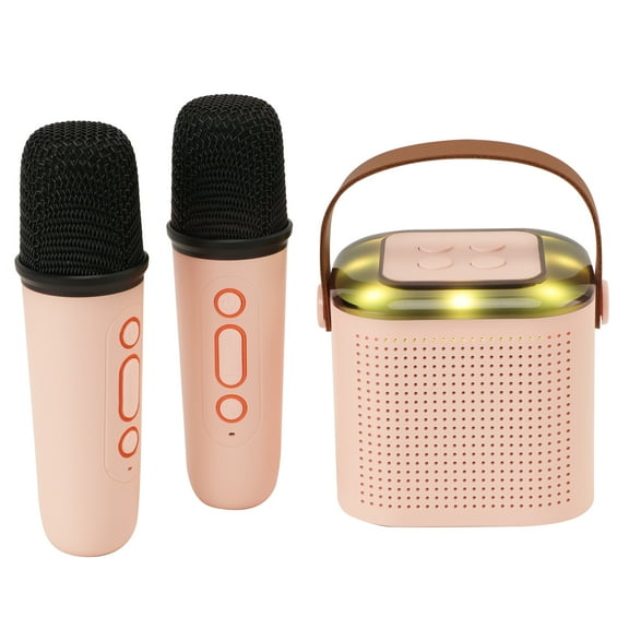 LELINTA Karaoke Machine with 2 Wireless Microphones for Kids Adults, Portable Bluetooth Mini Karaoke Speaker Home Theater Singing Karaoke System, White,Pink