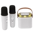 thumbnail image 1 of LELINTA Karaoke Machine with 2 Wireless Microphones for Kids Adults, Portable Bluetooth Mini Karaoke Speaker Home Theater Singing Karaoke System, White,Pink, 1 of 1