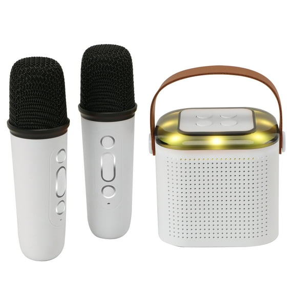 LELINTA Karaoke Machine with 2 Wireless Microphones for Kids Adults, Portable Bluetooth Mini Karaoke Speaker Home Theater Singing Karaoke System, White,Pink
