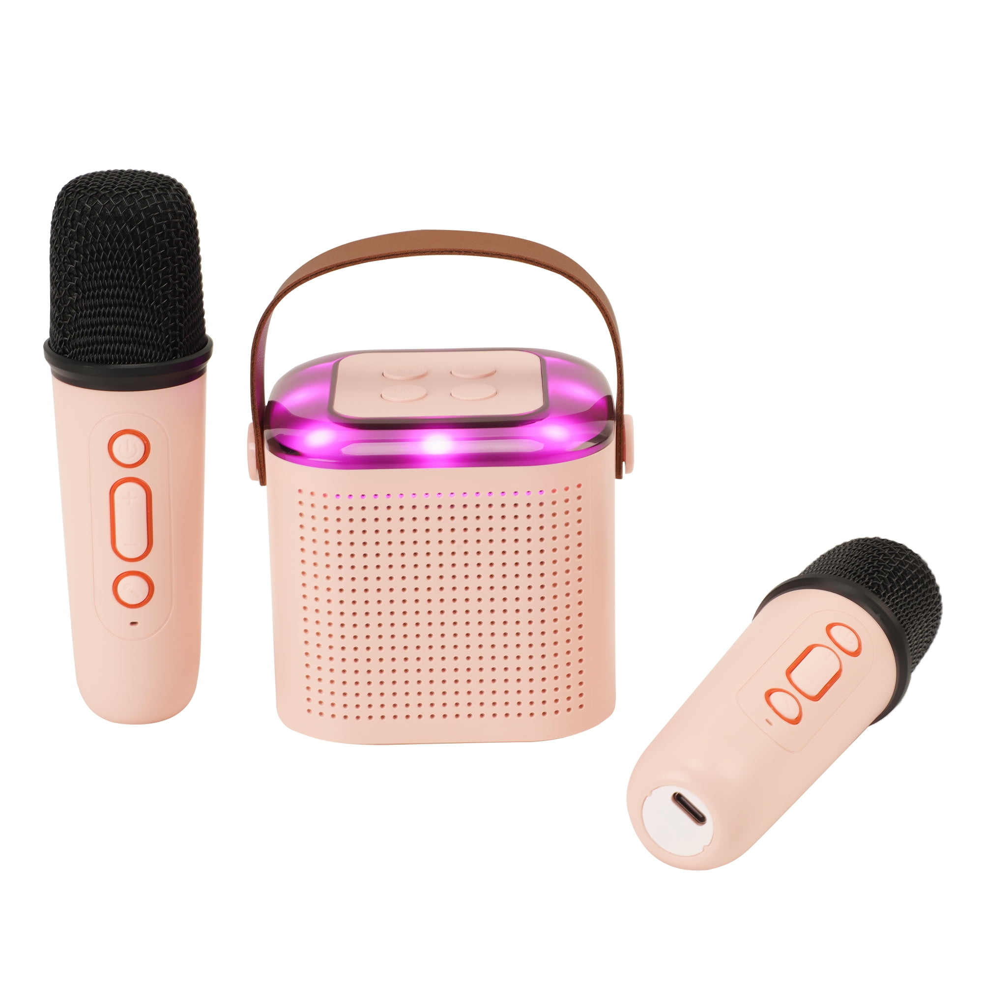 LELINTA Karaoke Machine for Kids Adults, Portable Bluetooth Mini Karaoke Microphone Singing Speaker with 2 Wireless Mic and Light,Toys for Birthday, Family,Home Party