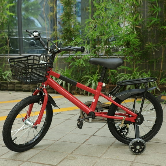 LELINTA Kids Bike Kids' Bicycle 2 Hand Brakes with Training Wheels Bell,Basket 16 Inch Children's Bicycle for Boys Girls Age 3-12 Years