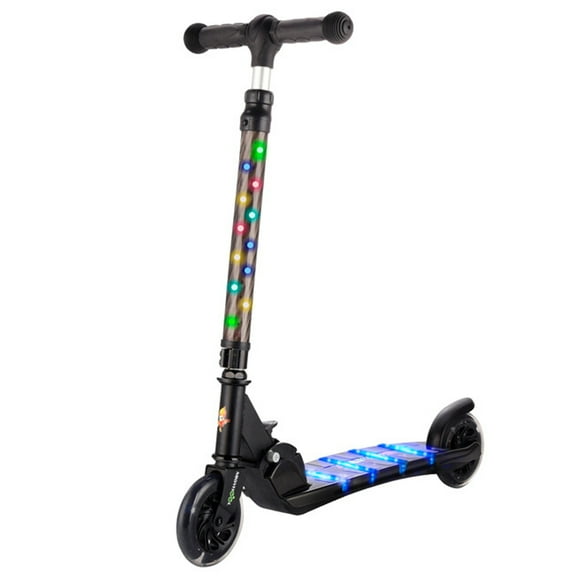 LELINTA LED Light Up 2-Wheel Kick Scooter for Kids, Light Up Deck and Wheels, Height Adjustable Handlebar, Easy-Folding Mechanism, 4 or 6 inch wheels