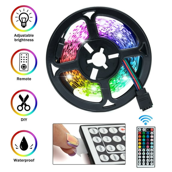 LELINTA Led Lights Strip For Bedroom, Kitchen, Bed, Bar, and Home Lighting Decor - 16.4ft 300 LED Strip Lights Multi-Color Neon Lights, Includes 44 Key Remote & 12V Power Supply