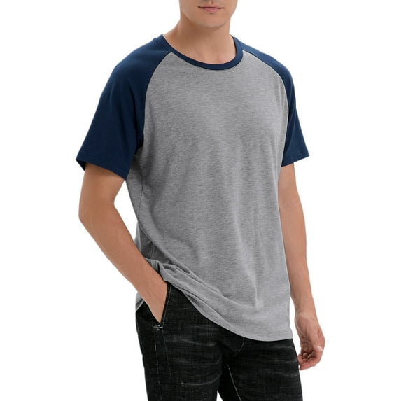 LELINTA Men T-Shirts Raglan Shirts for Men, Charcoal Shirts for Men T-shirts for Men Charcoal T-shirt Casual Shirt Basic Shirts, M-3XL, Black/ Blue