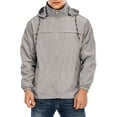 thumbnail image 1 of LELINTA Men's Big and Tall Outdoor Lightweight Windbreaker Jacket Hooded Waterproof Rain Jacket Drawstring Hooded Zip-Up Sport Windbreaker, S-2XL, Black/ Grey, 1 of 6