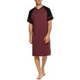 thumbnail image 1 of LELINTA Men's Nightshirts Short Sleeve Nightwear Mens Big & Tall Sleepwear Wine Red Color, 1 of 6
