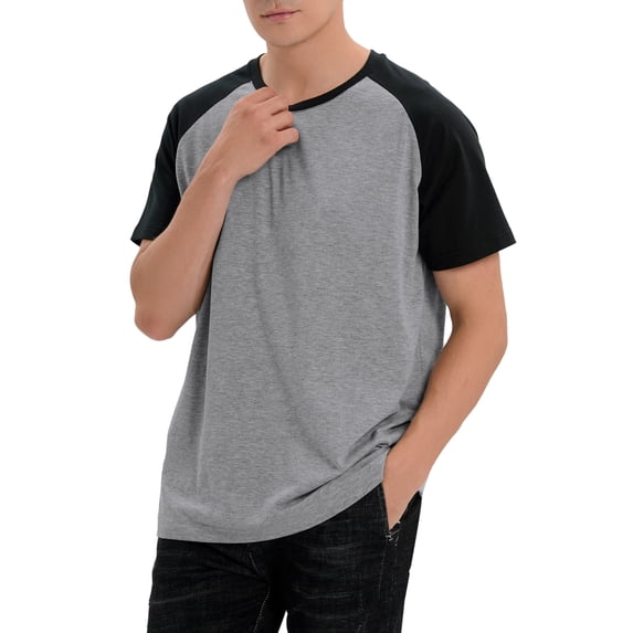 LELINTA Men's Short Sleeve Premium Raglan T Shirts Round Neck T-Shirts, M-3XL, Black