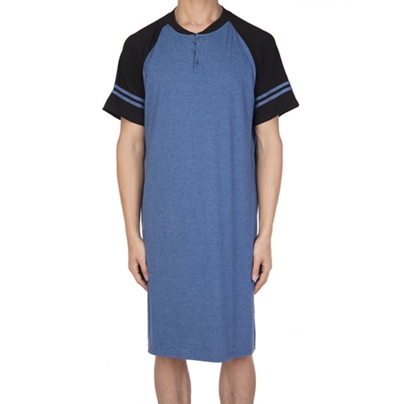 LELINTA Men's Sleepwear & Robes Sleep shirt Men's Nightshirts Short Sleeve Kaftan Nightwear Black/ Wine Red/ Light Grey/ Blue Color