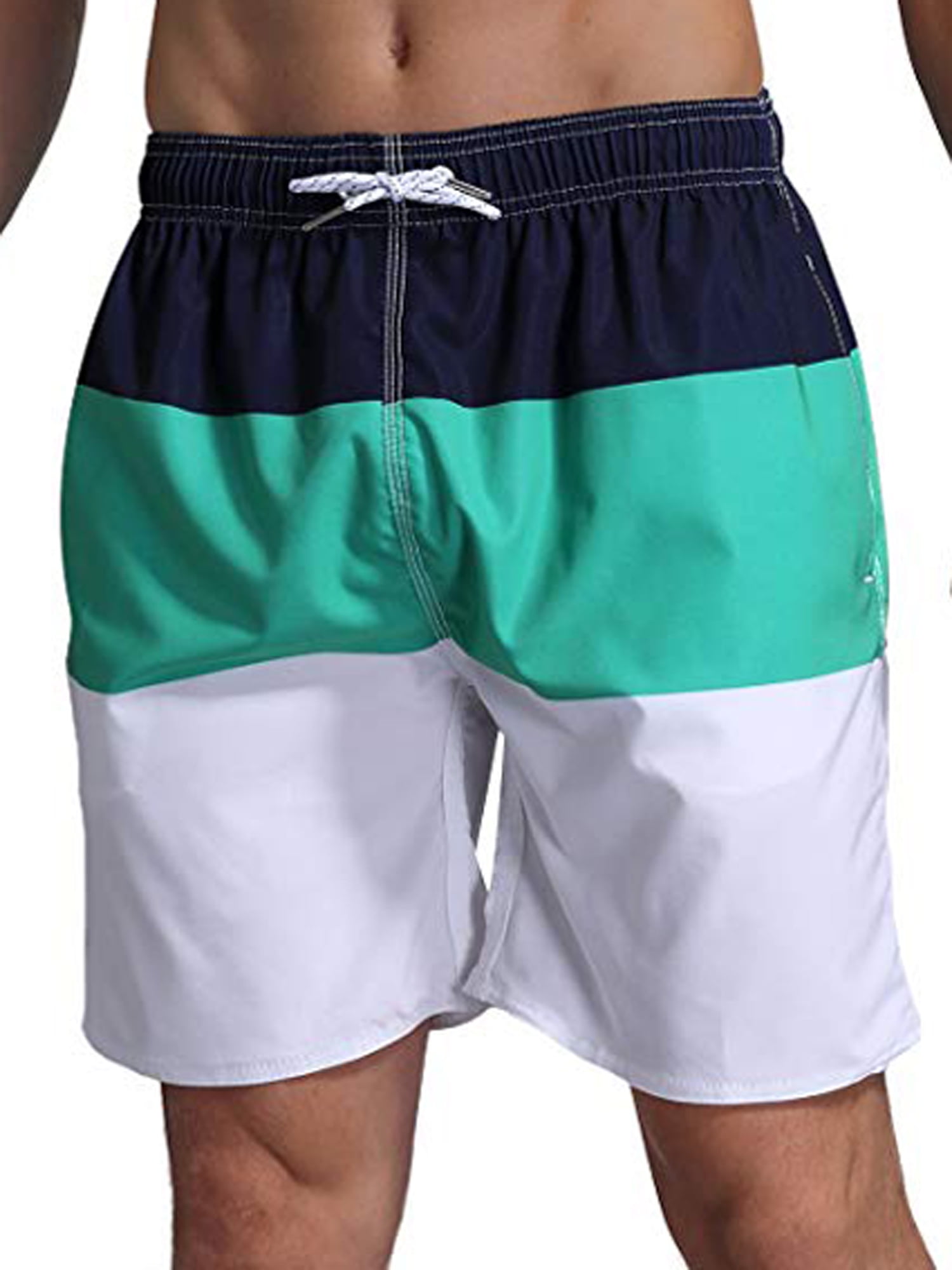iBerryNY Mens Swim Trunks Adult Male Board Shorts Quick Dry, Cargo Pocket,  Blue, Large 