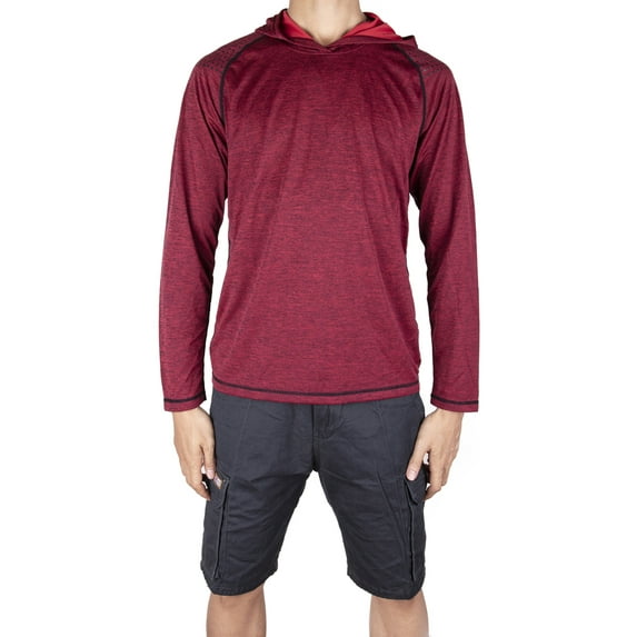 LELINTA Mens Long Sleeve Lightweight Hoodie Tee Shirt Gym Workout Training Quickly Dry Hoodie Sweatshirt Reflect Light Red Green Grey