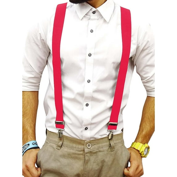 LELINTA Mens Suspenders for Men With Clips Y-Back Clip Suspenders Adjustable Braces Elastic Shoulder Strap Work Suspenders