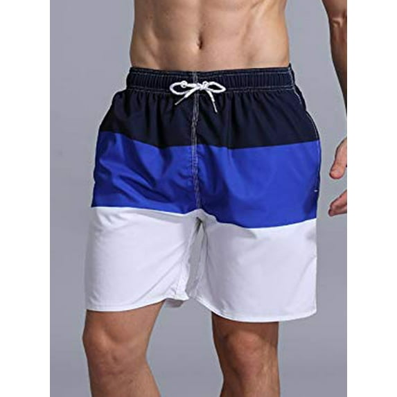 LELINTA Mens Swim Trunks Beach Board Shorts with Cargo Pockets,Blue/ Blue Color, Up To Size 4XL