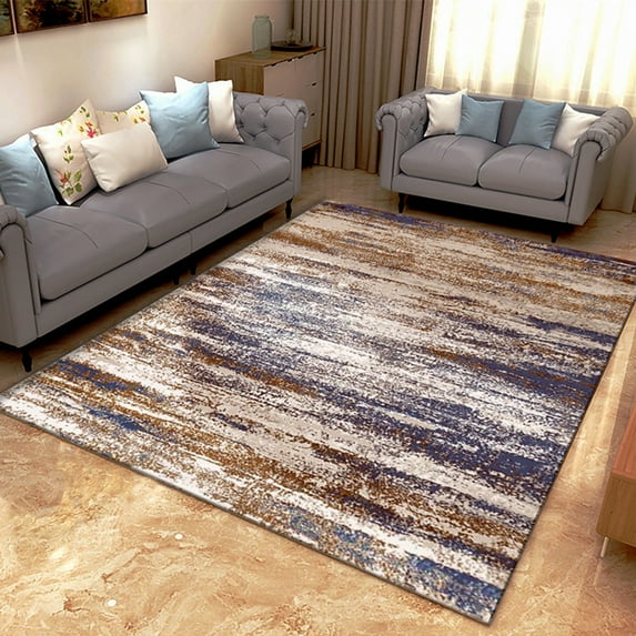 LELINTA Modern Abstract Vintage Cream/ Blue Area Rug, Indoor Carpet, Bohemian, Easy Cleaning, For Bedroom, Kitchen, Living Room, Non Shedding, 3 Types Color 4 Sizes to Choose