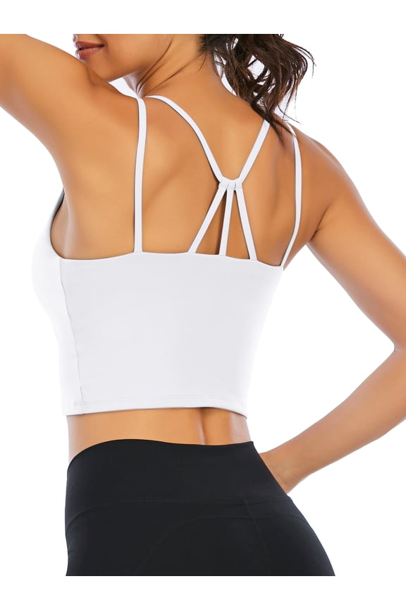 Pad Workout Sports Bras for Women Strappy Wirefree Yoga Gym Running Fitness Home Tops