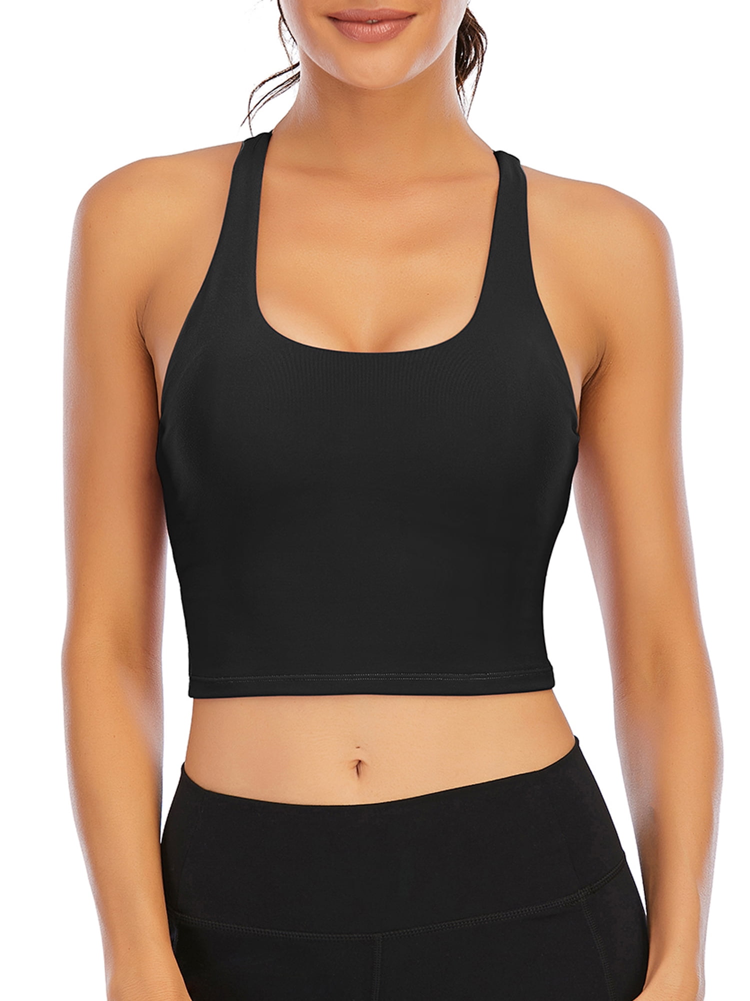 LELINTA Padded Sports Bra for Women Workout Fitness Running Crop Yoga Tank  Tops with Built in Bra Camisole Longline Shirts 