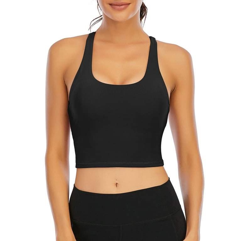 LELINTA Padded Sports Bra for Women Workout Fitness Running Crop Yoga Tank  Tops with Built in Bra Camisole Longline Shirts