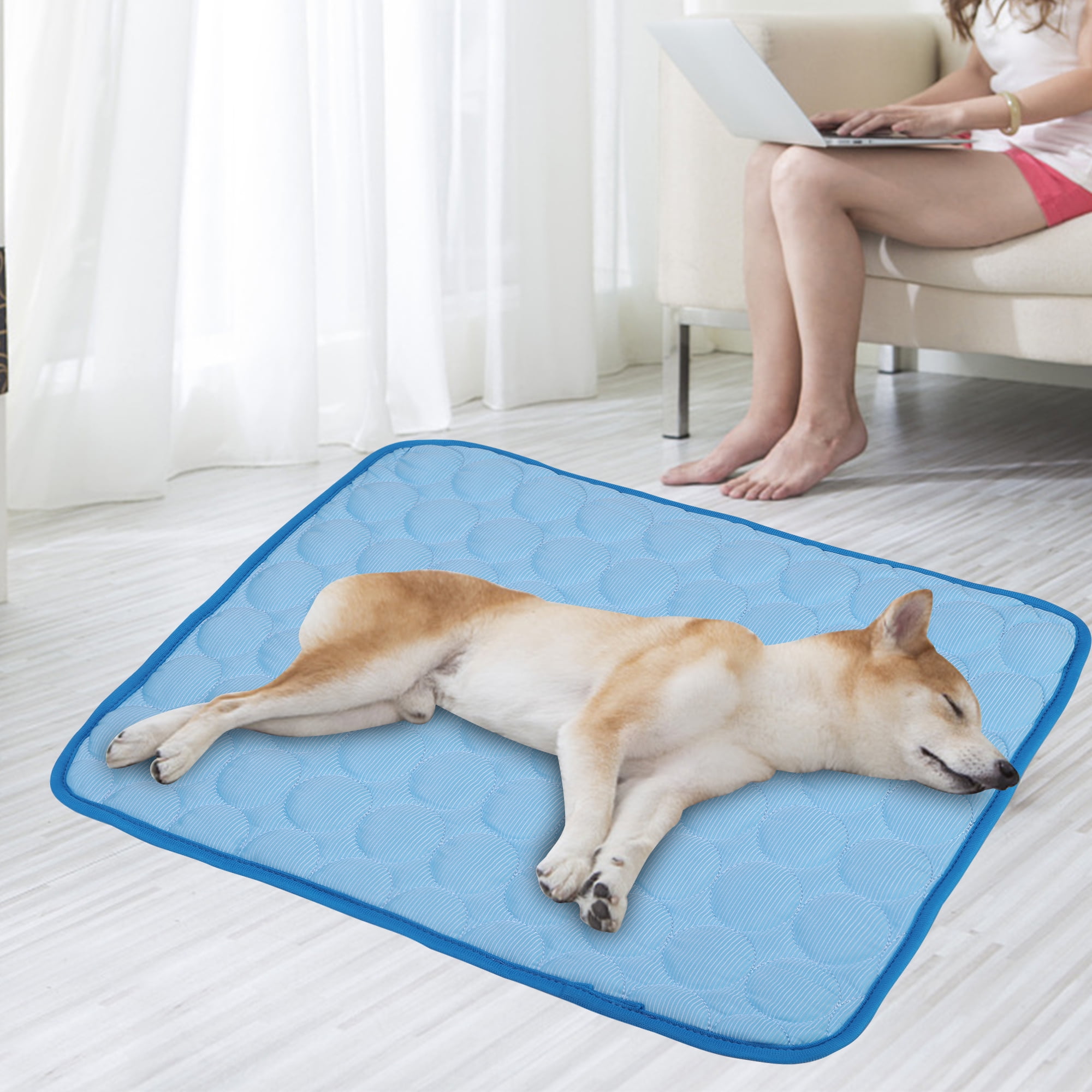 LELINTA Pets Cold Mat, Chilly Mat Pet Dog Cat Soft Summer Bed Fiber Mats Chilly Pad Cold Fabric Indoor Cushion Waterproof Pad Blue/Coffee (S/M/L/XL/2XL)