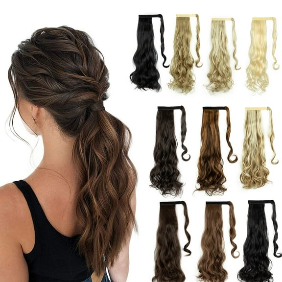 LELINTA Ponytail Extensions Ladies Girls Ponytail Hair Pieces 22 Inch Long Wrap Around Synthetic HairPiece Clip in Ponytail Hair Extensions Hairpiece 80g