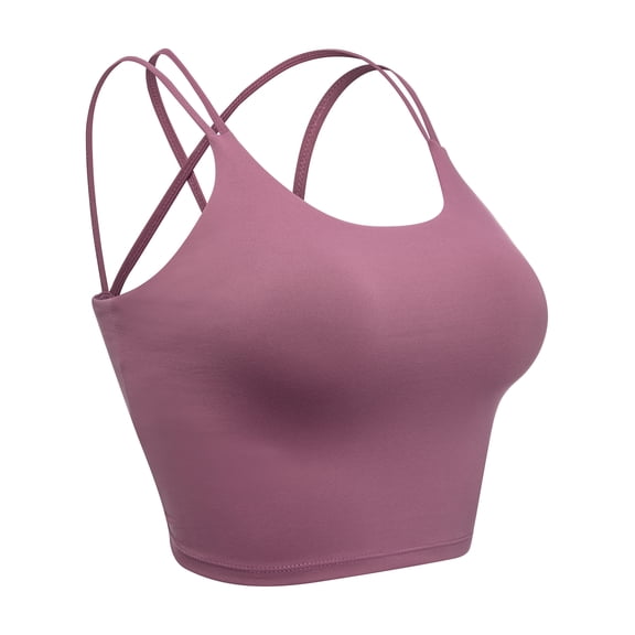 LELINTA Seamless Short Camisoles Padded For Crisscross Back Women Cami Tank Tops For Women Spaghetti Strap Super Soft, Black/ White/ Blue/ Purple