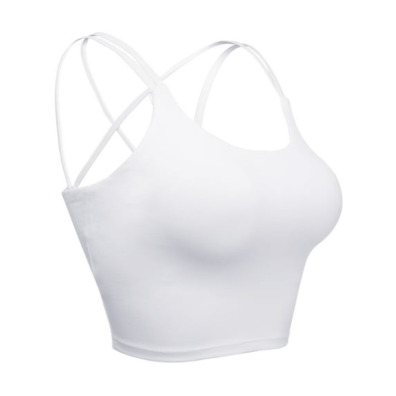 LELINTA Seamless Short Camisoles Padded For Crisscross Back Women Cami Tank Tops For Women Spaghetti Strap Super Soft, Black/ White/ Blue/ Purple