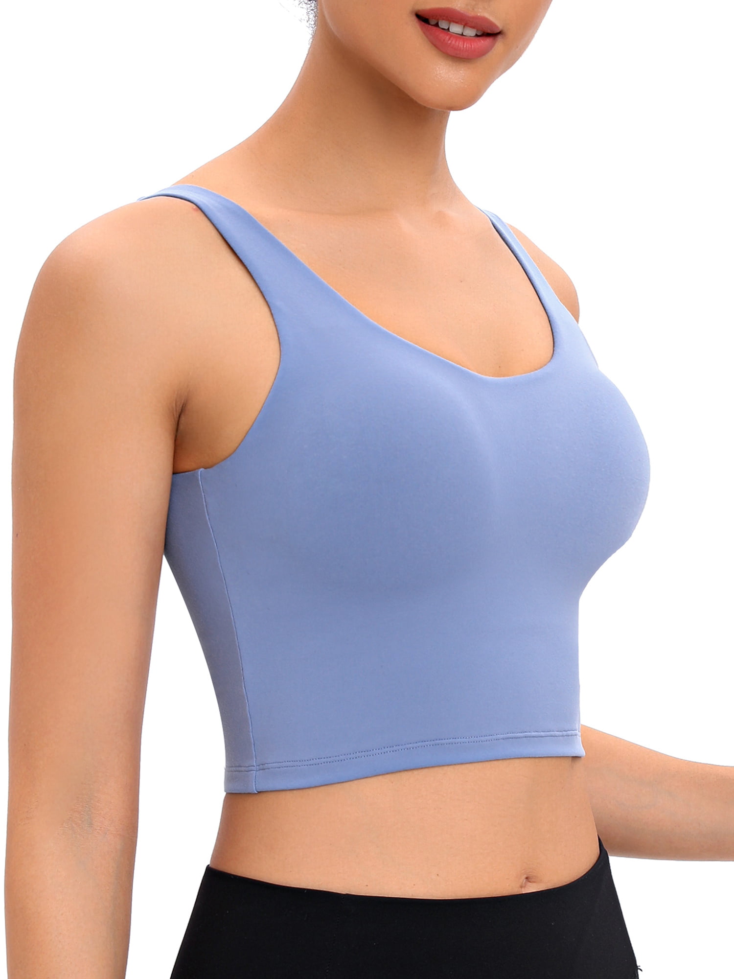 LELINTA Seamless Workout Tank Tops for Women Sexy Medium Support Athletic  Camisole Sports Shirts with Removable Cups 