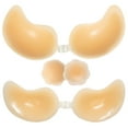 thumbnail image 1 of LELINTA Self Adhesive Bra Strapless Sticky Invisible Push up Silicone Bra for Backless Dress with Flower Nipple Covers, 1 of 8