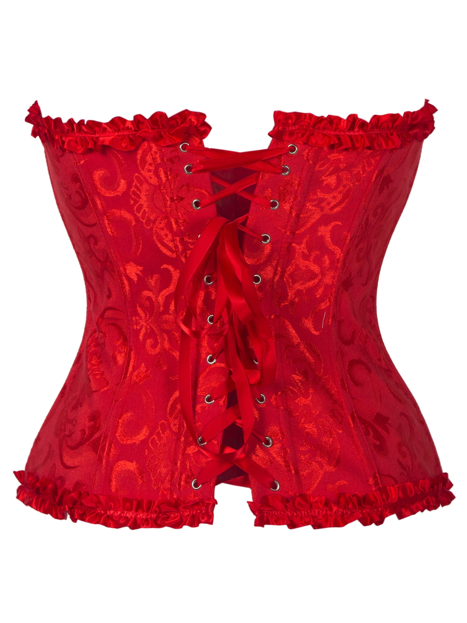LELINTA Sexy Women s Satin Lace up Overbust Corset Plus Size Waist Training Corsets Bustier Top Corselet G string Walmart