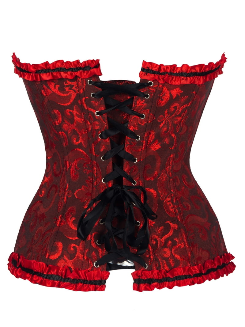 LELINTA Sexy Women's Satin Lace up Overbust Corset Plus Size