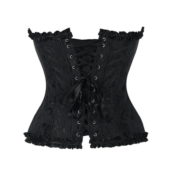 LELINTA Sexy Women's Satin Lace up Overbust Corset Plus Size Waist Training Corsets Bustier Top Corselet + G-string