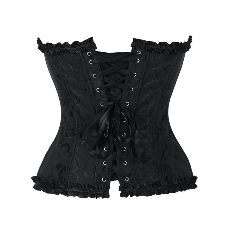 LELINTA Sexy Women s Satin Lace up Overbust Corset Plus Size Waist Training Corsets Bustier Top Corselet G string Walmart