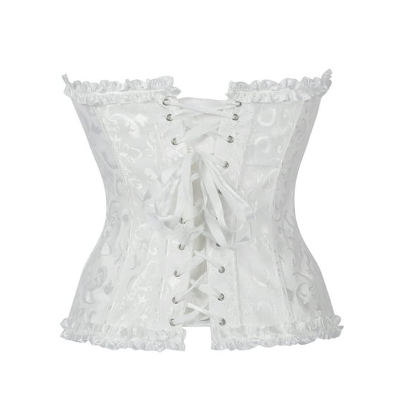 LELINTA Sexy Women's Satin Lace up Overbust Corset Plus Size Waist Training Corsets Bustier Top Corselet + G-string