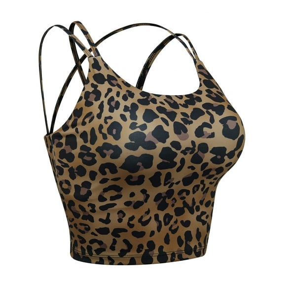 LELINTA Sports Bra for Women Crop Tops Strappy Back Women Tank Tops Bulid in Bra Workout Light Support Yoga Bra Gym