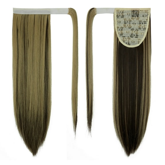 LELINTA Straight Ponytail Extension 20"/28" Clip in on Wrap Around Drawstring Ponytail Hair Extension Long Synthetic Hair Pieces for Women - 140-160G # Bleach Blonde(11colors)