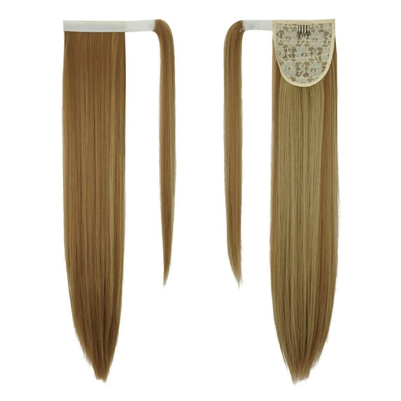 LELINTA Straight Ponytail Extension 20"/28" Clip in on Wrap Around Drawstring Ponytail Hair Extension Long Synthetic Hair Pieces for Women - 140-160G # Bleach Blonde(11colors)