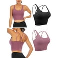 thumbnail image 1 of LELINTA Strappy Sports Bras for Women Wirefree Padded Medium Support Yoga Bra Top with Removable Cups, Black/ Blue/ Purple, Size XS-XL, 1 of 8