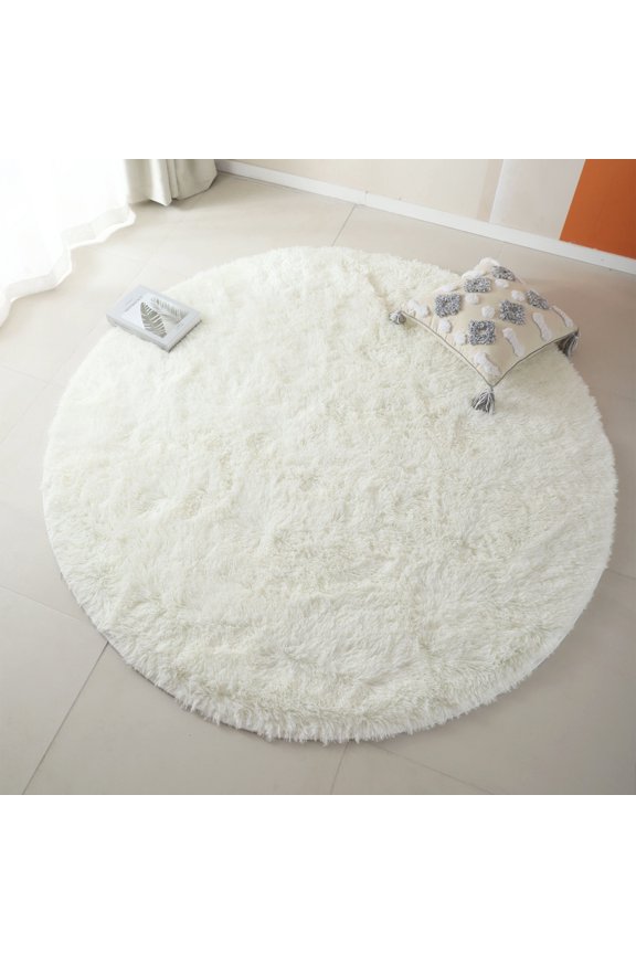 Super Soft Fluffy Floor Rug Washable Shag Rug Round Shaggy Area Rug Bedroom Dining Room Anti-skid Carpet Yoga Mat Child Play Mat, 4ft x 4ft, 5.3ft x 5.3ft, 6ft x 6ft