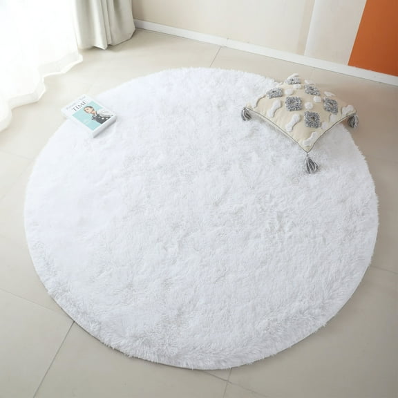 LELINTA Super Soft Fluffy Floor Rug Washable Shag Rug Round Shaggy Area Rug Bedroom Dining Room Anti-skid Carpet Yoga Mat Child Play Mat, 4ft x 4ft, 5.3ft x 5.3ft, 6ft x 6ft