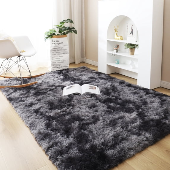LELINTA Super Soft Fluffy Floor Rug Washable Shag Rug Shaggy Area Rug Bedroom Dining Room Anti-skid Carpet Yoga Mat Child Play Mat Contemporary Luxury Rug, 60''x95.7'', Dark Grey